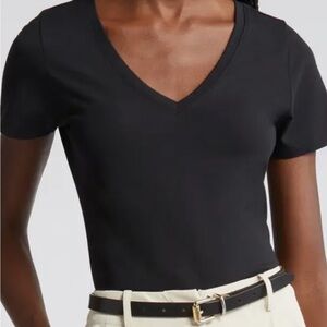 Nordstrom Everyday Classic Black V-Neck Women's Top